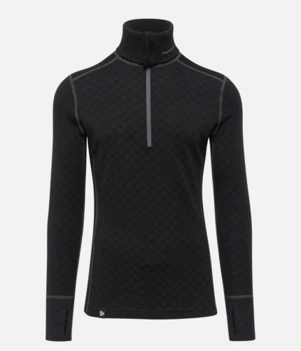 Thermowave  Meeste Merino Xtreme Termosärk Kõrge Kaelusega 1/2 Tõmblukuga, must