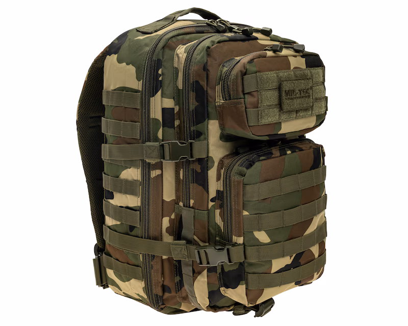 155516_plecak-mil-tec-assault-pack-large-36-l-woodland-widok-glowny MIL-TEC US ASSAULT PACK Large 36L seljakott,woodland – Pilt 1
